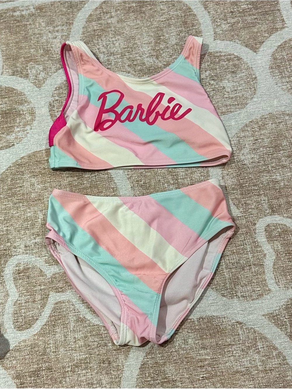Barbie Pastel Pink & Mint Striped Bikini Set
